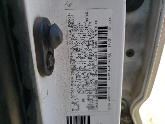 3TMJU62N66M025169 - 2006 TOYOTA TACOMA DOUBLE CAB PRERUNNER WHITE photo 12