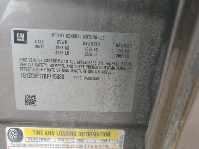 1G1ZC5E17BF115538 - 2011 CHEVROLET MALIBU 1LT 灰色 照片 13