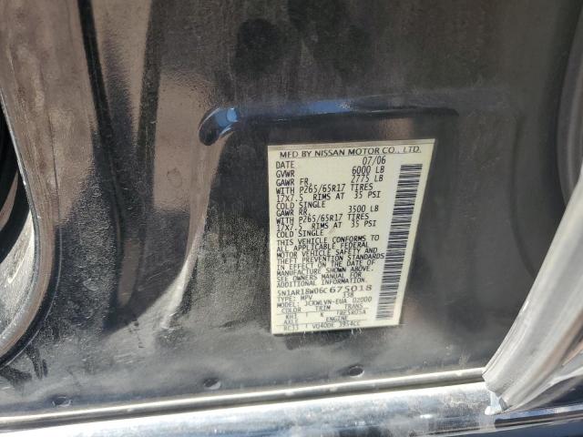 5N1AR18W06C675018 - 2006 NISSAN PATHFINDER LE 黑色 照片 13