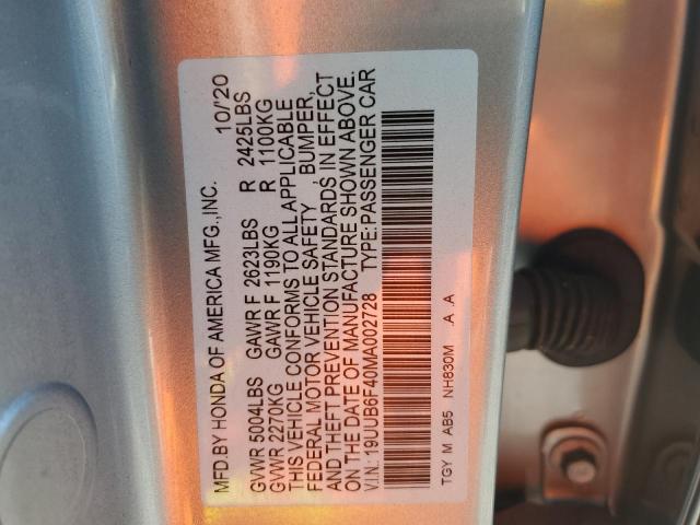 19UUB6F40MA002728 - 2021 ACURA TLX TECHNOLOGY 银色 照片 13
