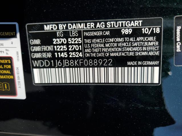 WDD1J6JB8KF088922 - 2019 MERCEDES-BENZ E 450 4MATIC BLACK photo 12