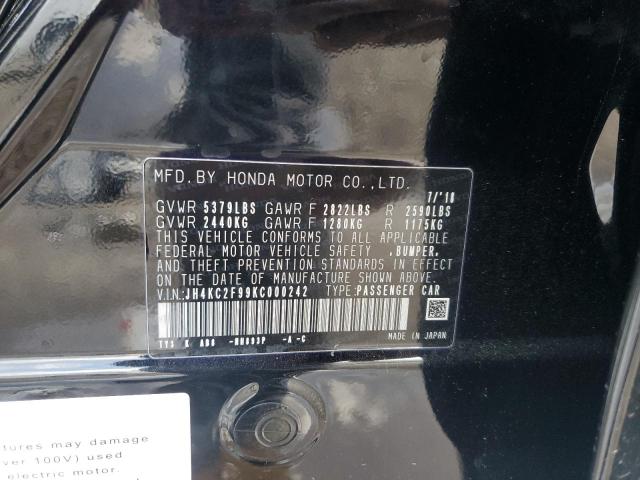JH4KC2F99KC000242 - 2019 ACURA RLX SPORT HYBRID ADVANCE BLACK photo 12
