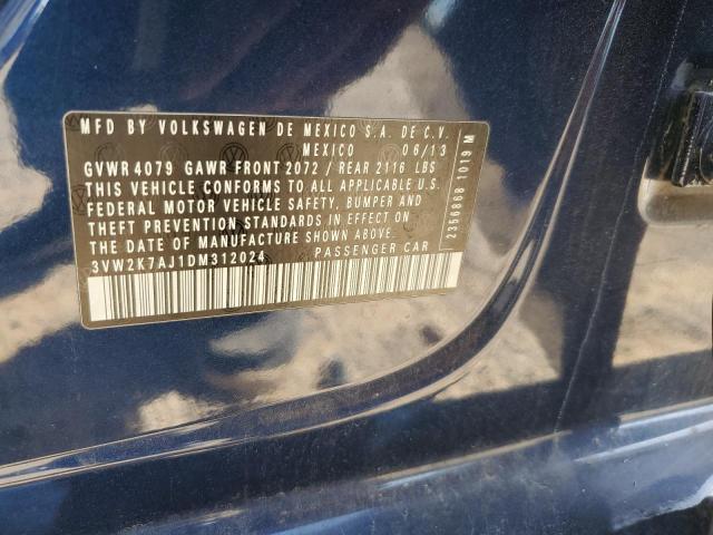 3VW2K7AJ1DM312024 - 2013 VOLKSWAGEN JETTA BASE Mavi foto 12
