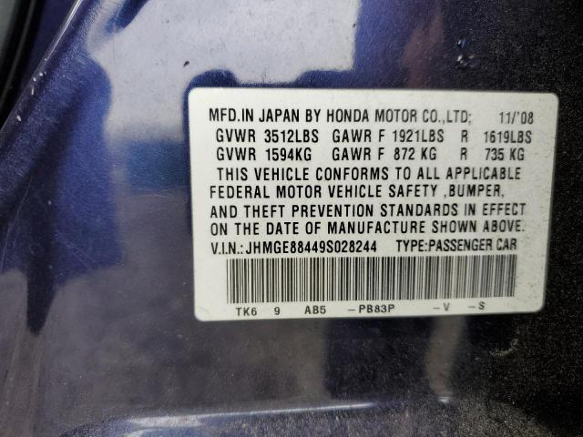 JHMGE88449S028244 - 2009 HONDA FIT SPORT BLUE photo 13