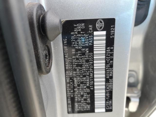 4T1G11AK2PU783550 - 2023 TOYOTA CAMRY SE NIGHT SHADE SILVER photo 12