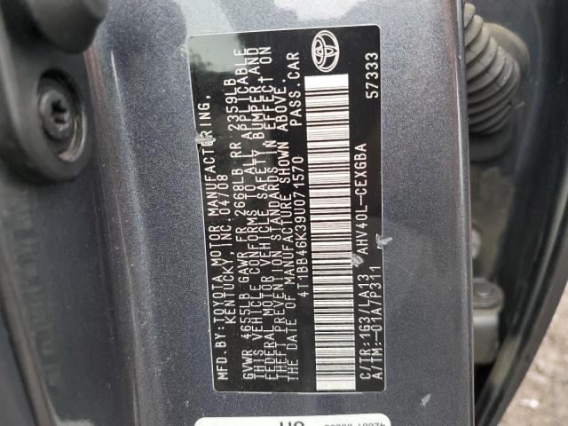 4T1BB46K39U071570 - 2009 TOYOTA CAMRY HYBRID GRAY photo 12