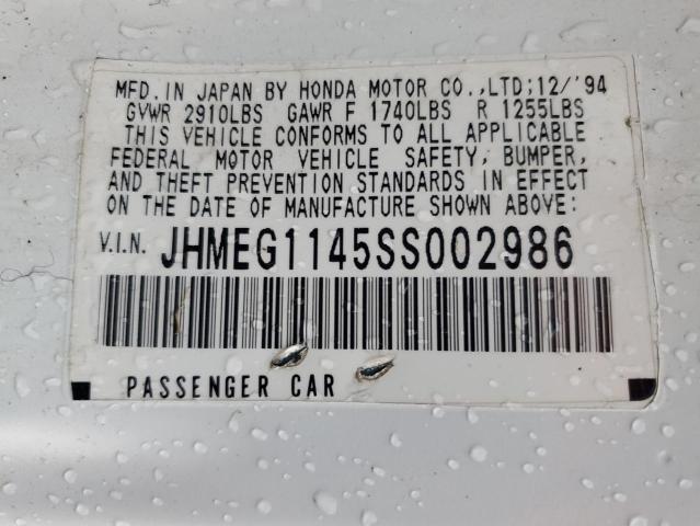 JHMEG1145SS002986 - 1995 HONDA CIVIC DEL SOL S WHITE photo 13