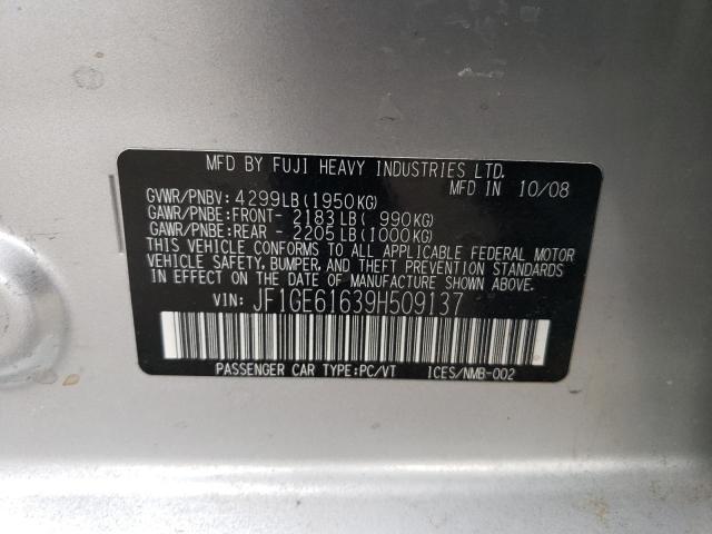 JF1GE61639H509137 - 2009 SUBARU IMPREZA 2.5I SILVER photo 12