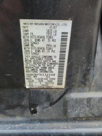 5N1BV28U77N132548 - 2007 NISSAN QUEST S CHARCOAL photo 13