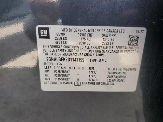 2GNALBEK2D1141199 - 2013 CHEVROLET EQUINOX LS GRAY photo 12