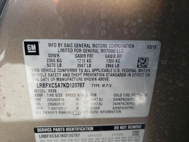 LRBFXCSA7KD120787 - 2019 BUICK ENVISION ESSENCE BROWN photo 13