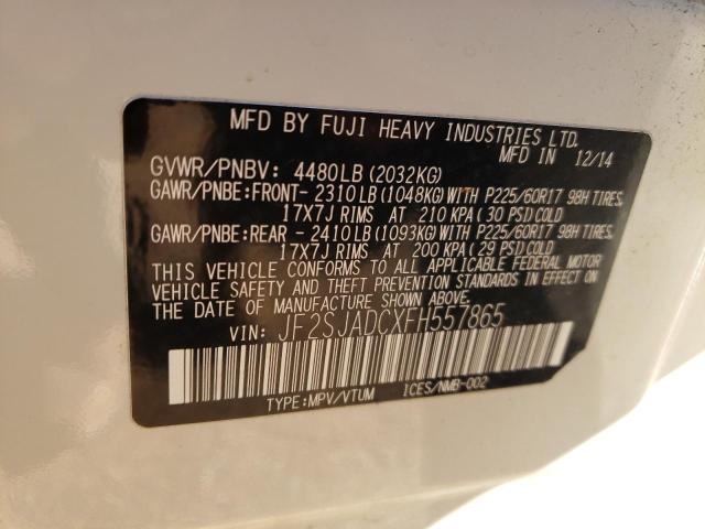 JF2SJADCXFH557865 - 2015 SUBARU FORESTER 2.5I PREMIUM WHITE photo 14