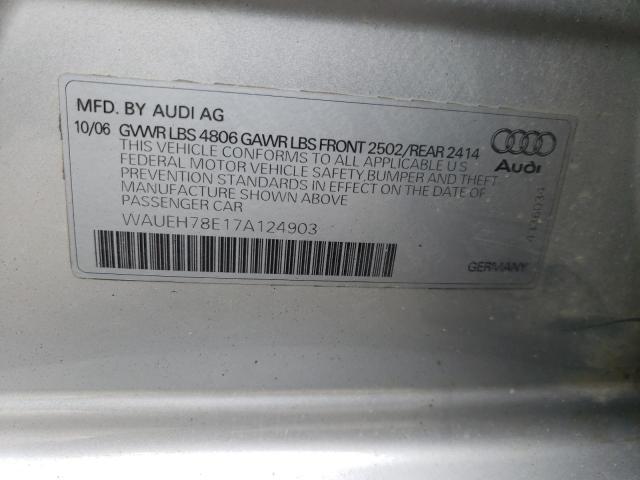 WAUEH78E17A124903 - 2007 AUDI A4 S-LINE 3.2 QUATTRO SILVER photo 12