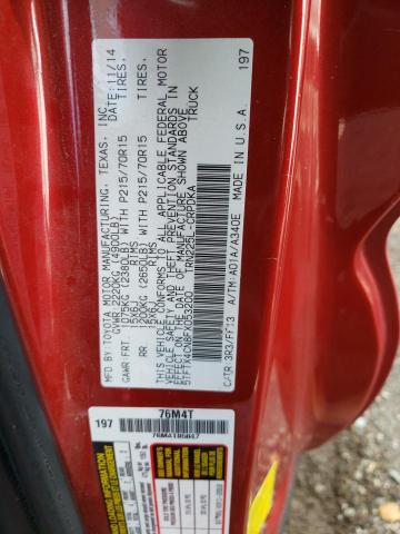 5TFTX4CN8FX053200 - 2015 TOYOTA TACOMA ACCESS CAB 红色 照片 12