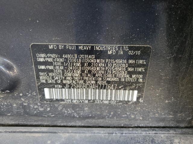 JF2SH6BC9AH777647 - 2010 SUBARU FORESTER XS Boz foto 12