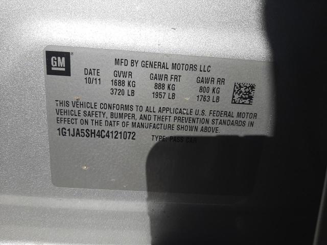 1G1JA5SH4C4121072 - 2012 CHEVROLET SONIC LS 灰色 照片 12