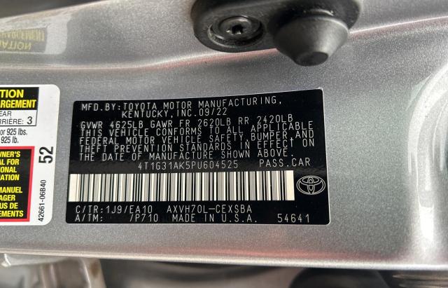 4T1G31AK5PU604525 - 2023 TOYOTA CAMRY SE NIGHT SHADE SILVER photo 10