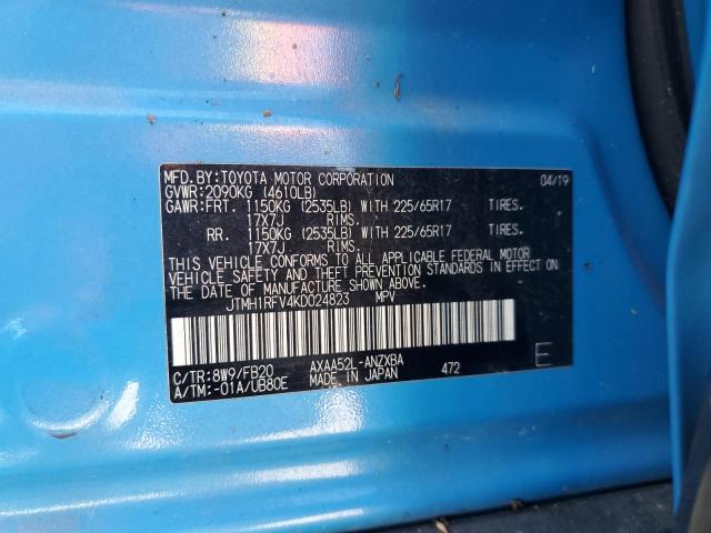 JTMH1RFV4KD024823 - 2019 TOYOTA RAV4 LE BLUE photo 13