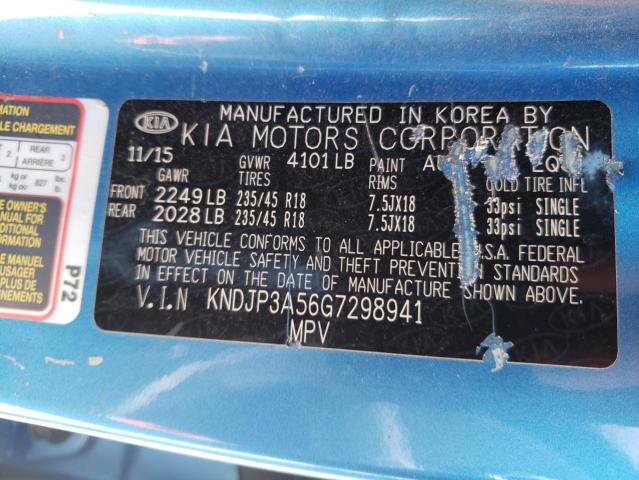 KNDJP3A56G7298941 - 2016 KIA SOUL + BLUE photo 10