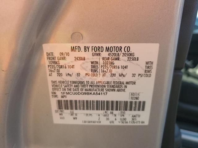 1FMCU0DG9BKA54117 - 2011 FORD ESCAPE XLT SILVER photo 13