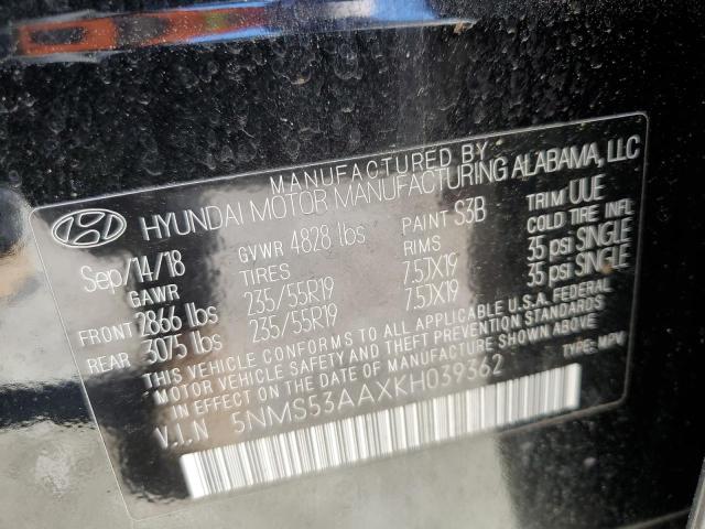 5NMS53AAXKH039362 - 2019 HYUNDAI SANTA FE LIMITED BLACK photo 13