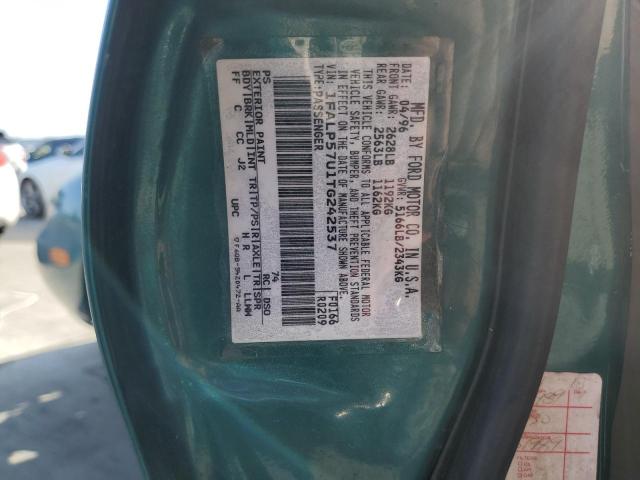 1FALP57U1TG242537 - 1996 FORD TAURUS GL GREEN photo 12