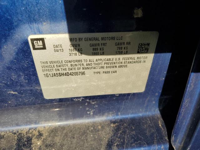 1G1JA5SH4D4205796 - 2013 CHEVROLET SONIC LS BLUE photo 12