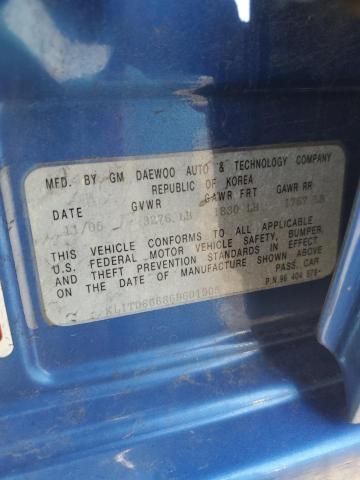 KL1TD66686B601905 - 2006 CHEVROLET AVEO BASE Mavi foto 12