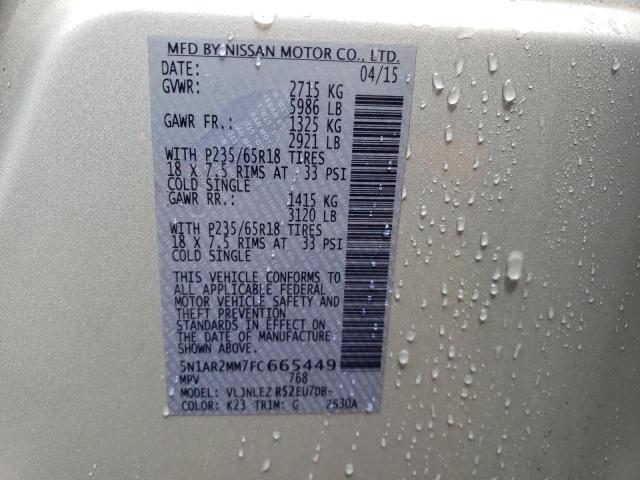 5N1AR2MM7FC665449 - 2015 NISSAN PATHFINDER S 银色 照片 13