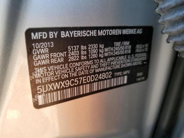 5UXWX9C57E0D24802 - 2014 BMW X3 XDRIVE28I SILVER photo 13