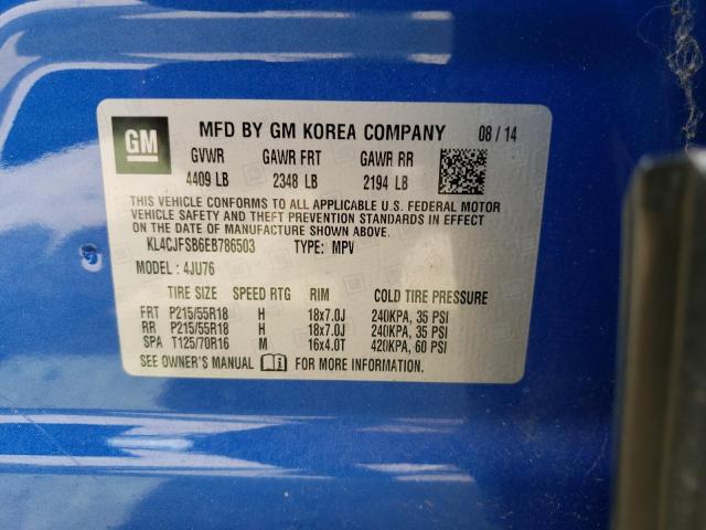 KL4CJFSB6EB786503 - 2014 BUICK ENCORE CONVENIENCE Mavi foto 12