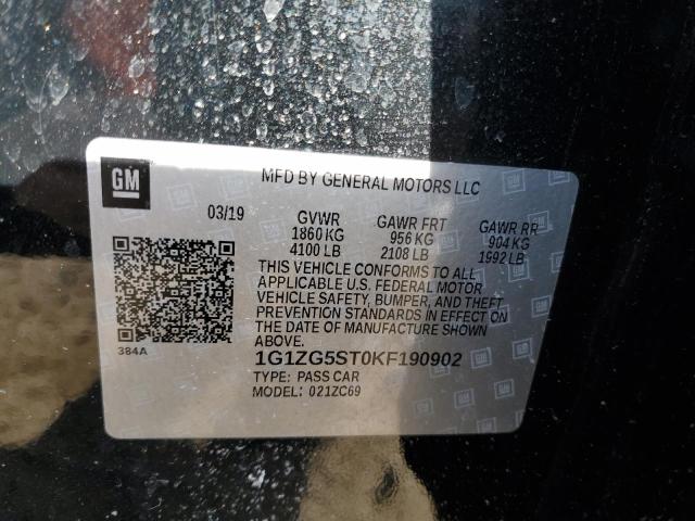 1G1ZG5ST0KF190902 - 2019 CHEVROLET MALIBU RS 黑色 照片 12