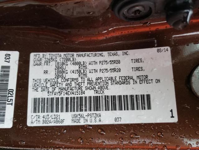 5TFAY5F14EX415184 - 2014 TOYOTA TUNDRA CREWMAX PLATINUM Braun Foto 13