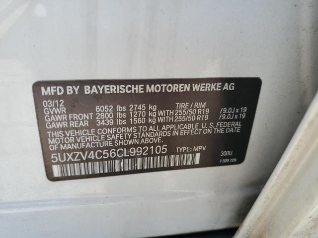 5UXZV4C56CL992105 - 2012 BMW X5 XDRIVE35I WHITE photo 13
