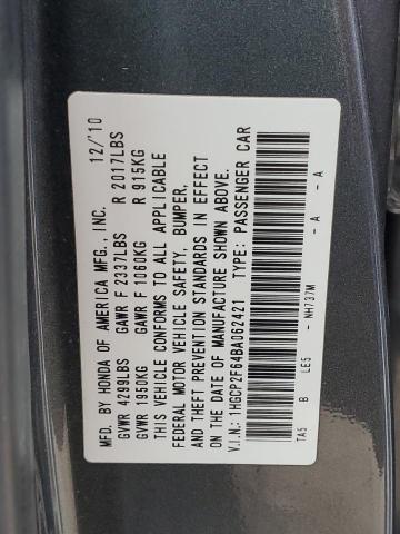 1HGCP2F64BA062421 - 2011 HONDA ACCORD SE GRAY photo 12