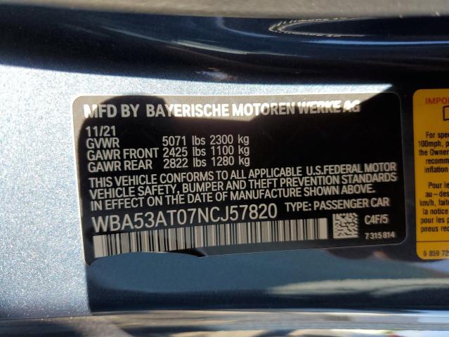 WBA53AT07NCJ57820 - 2022 BMW M440I BLACK photo 12