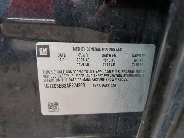 1G1ZC5EB3AF274290 - 2010 CHEVROLET MALIBU 1LT 黑色 照片 12