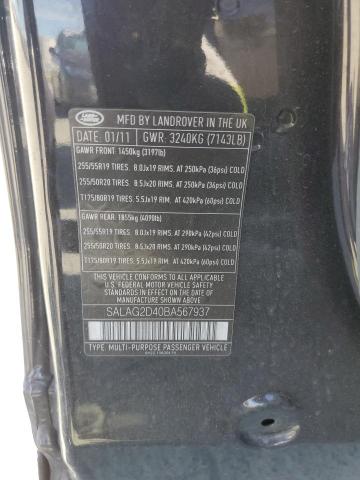 SALAG2D40BA567937 - 2011 LAND ROVER LR4 HSE Schwarz Foto 13