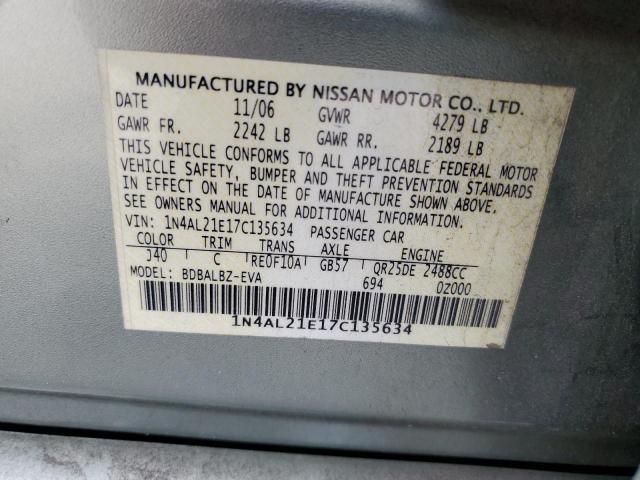 1N4AL21E17C135634 - 2007 NISSAN ALTIMA 2.5 GRAY photo 12