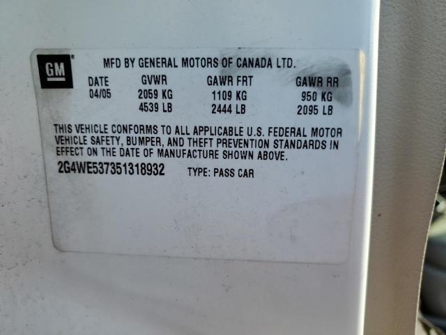 2G4WE537351318932 - 2005 BUICK LACROSSE CXS WHITE photo 12