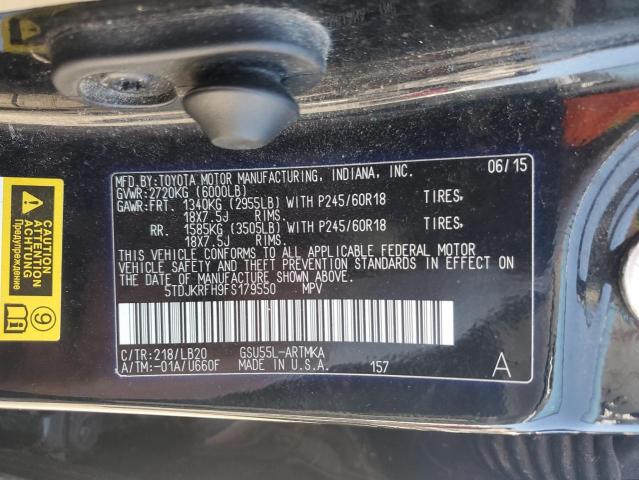 5TDJKRFH9FS179550 - 2015 TOYOTA HIGHLANDER XLE 黑色 照片 13