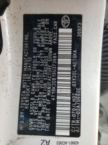 4T1BK3DB1BU373684 - 2011 TOYOTA AVALON BASE Ağ foto 12