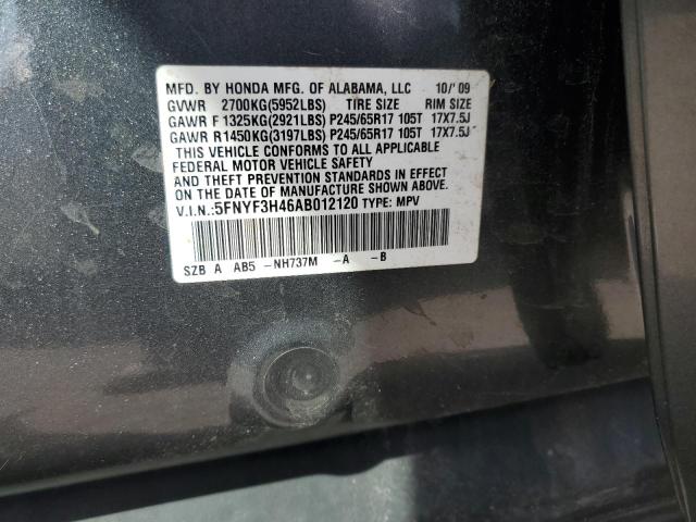 5FNYF3H46AB012120 - 2010 HONDA PILOT EX GRAY photo 14