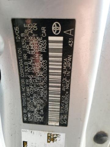JTKDE167760110073 - 2006 TOYOTA SCION TC 银色 照片 12