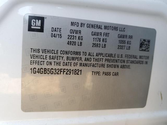 1G4GB5G32FF291821 - 2015 BUICK LACROSSE WHITE photo 13