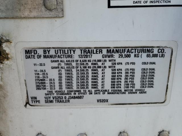 1UYVS2530J3484607 - 2018 UTILITY TRAILER WHITE photo 10
