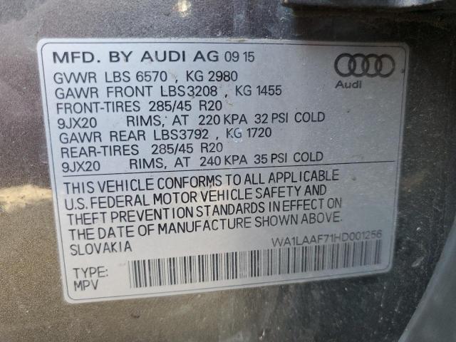 WA1LAAF71HD001256 - 2017 AUDI Q7 PREMIUM PLUS SILVER photo 13