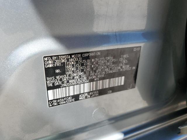 JTMZD33V875057564 - 2007 TOYOTA RAV4 SILVER photo 13