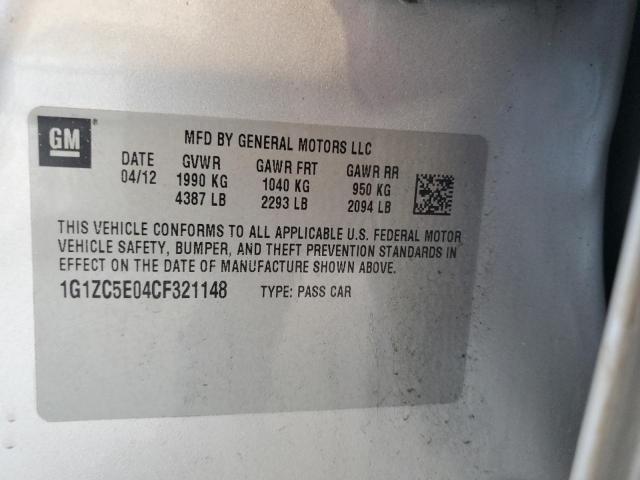 1G1ZC5E04CF321148 - 2012 CHEVROLET MALIBU 1LT ვერცხლისფერი ფოტო 12