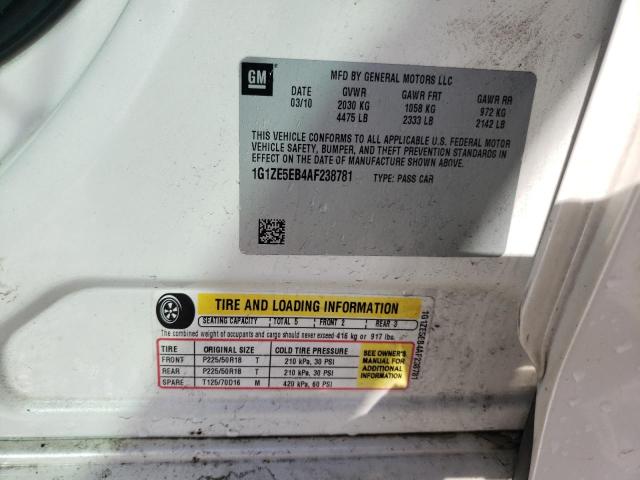 1G1ZE5EB4AF238781 - 2010 CHEVROLET MALIBU LTZ თეთრი ფოტო 12